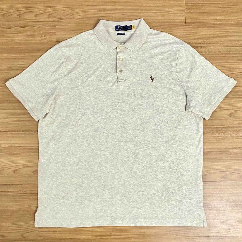 Polo Ralph Lauren Golf Shirt Classic Fit Mens XL Heather Cream